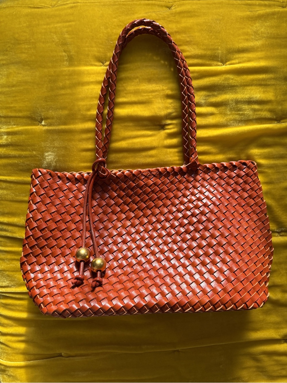 Anthropologie Calla Woven Shoulder Bag in Burnt Orange